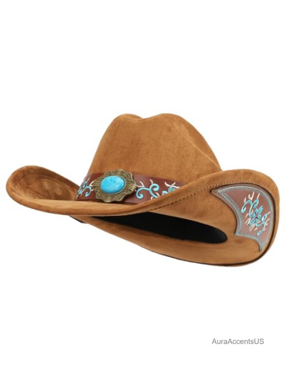 Melesh Cowboy Hat Shapeable Big Wide Brim Embroidered Western Hat